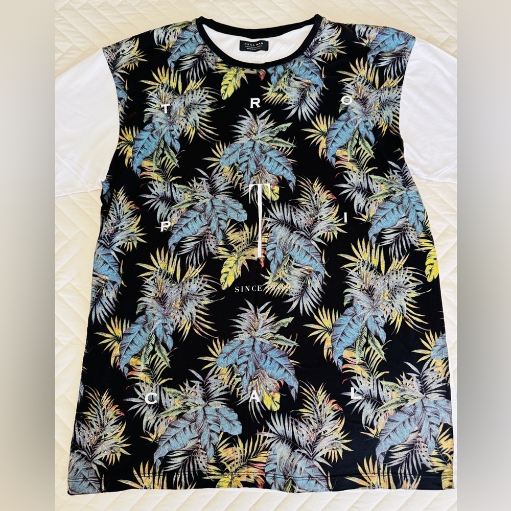 Zara Man T-shirt XL Slim Fit TROPICAL PRINT! - Picture 2 of 12